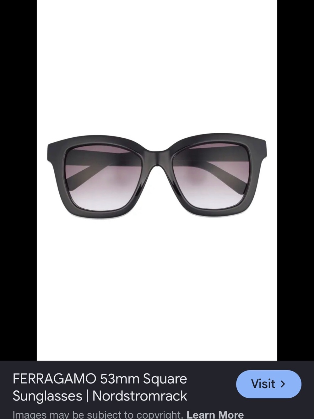 Salvatore Ferragamo Black Square Sunglasses with Gradient Lilac Lenses